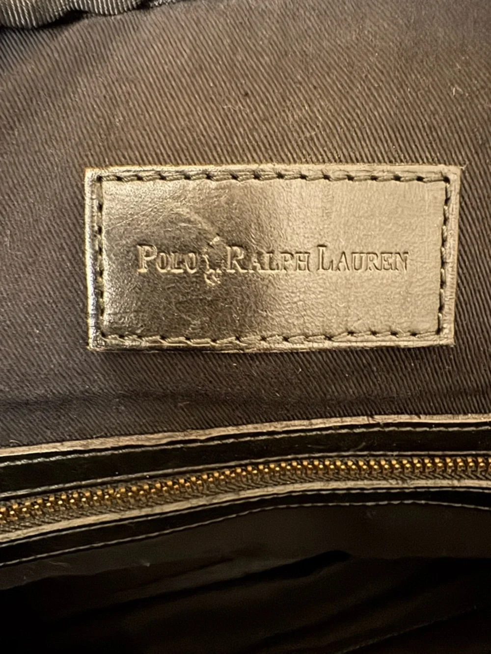POLO RALPH LAUREN black leather, top handle briefcase/laptop bag, unisex